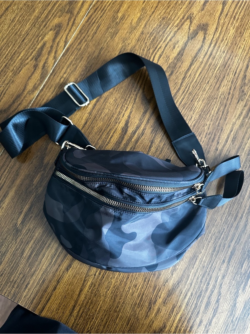 Black Camouflage Crossbody Belt Bag